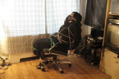 Trans Secretary Bound  Gagged - Vanessa fetish is a secretary, bound to an office chair, gagged, and struggling against the bondage